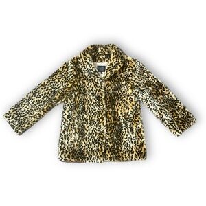 Vintage Y2K Leopard Plush Faux Fur Jacket